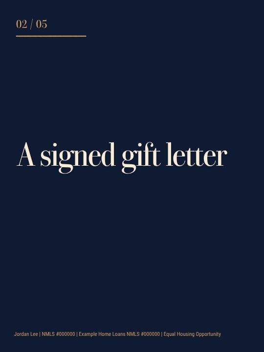 Carousel slide: A signed gift letter